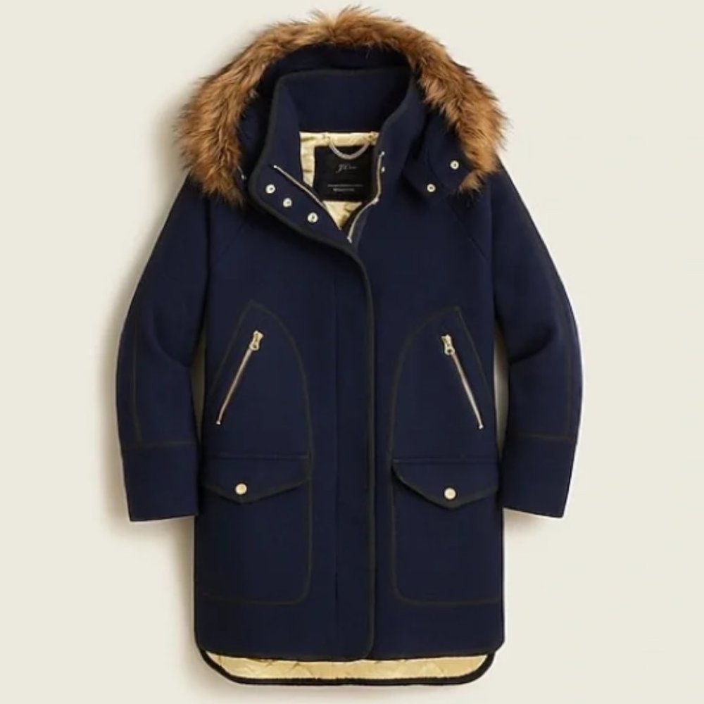 J. Crew Summit Parka in Italian Stadium-Cloth Wool